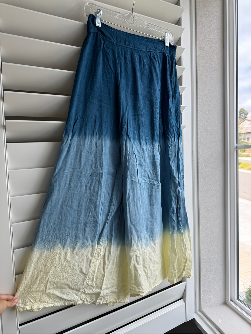 Ombre Blue to Cream Wide-Leg Bottoms